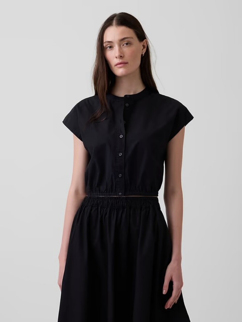 NWT GAP Poplin Cap-Sleeve Crop Shirt